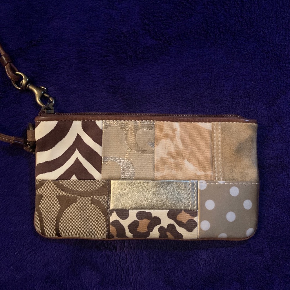 Patchwork Printed Coach Wristlet - image 1